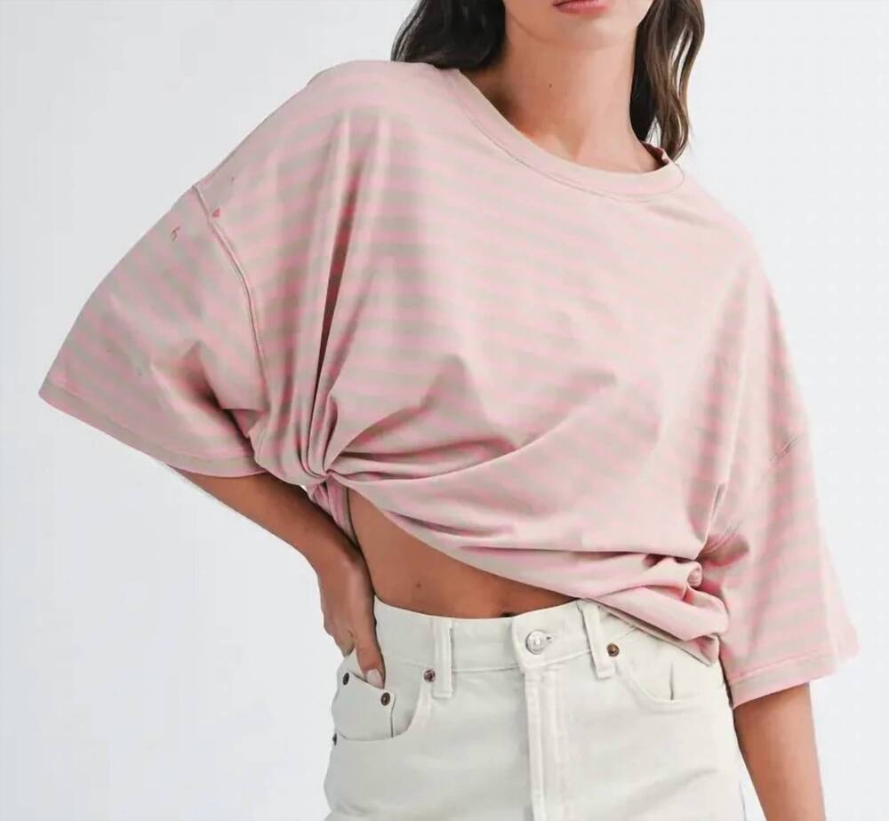 NEW AEMI + CO maddie oversized striped tee in oat